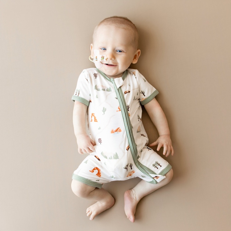 Zippered Shortall Romper in Road Trip