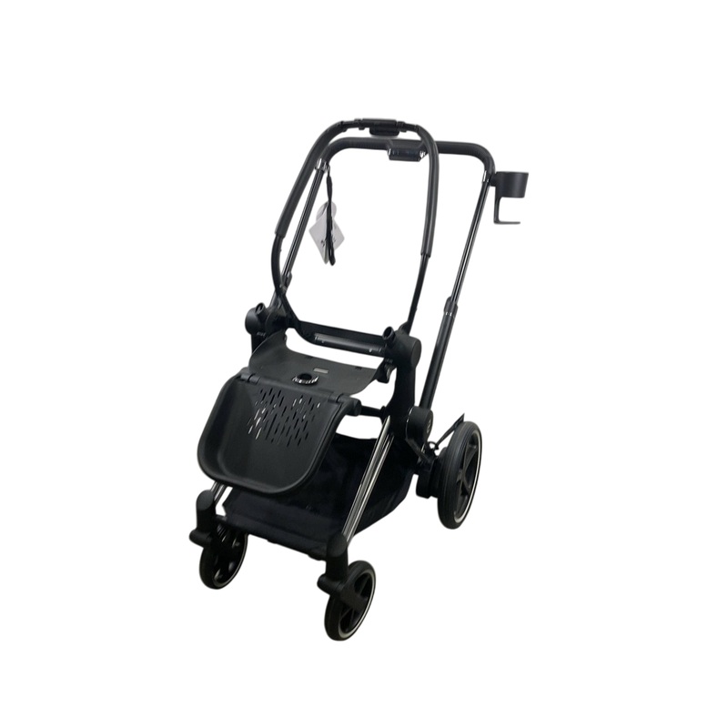 Cybex E-PRIAM Stroller Frame Only, Chrome With Black Details, 2024, with Battery