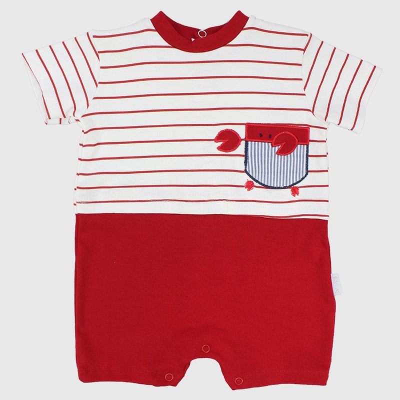 Red Striped Short-Sleeved Romper