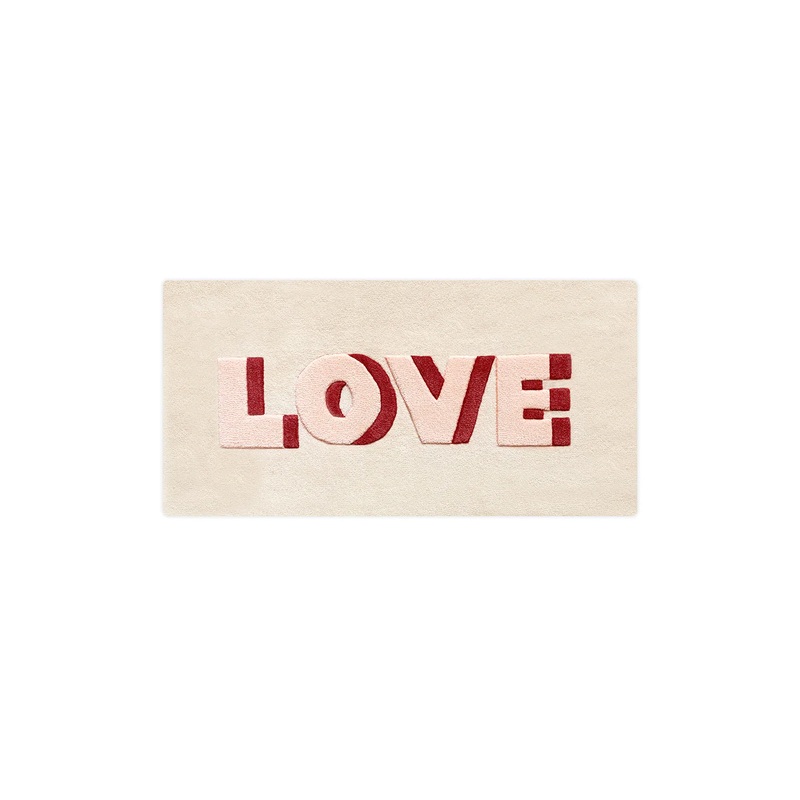 Rug LOVE Cream / Red Print 3.3 x 1.6 ft