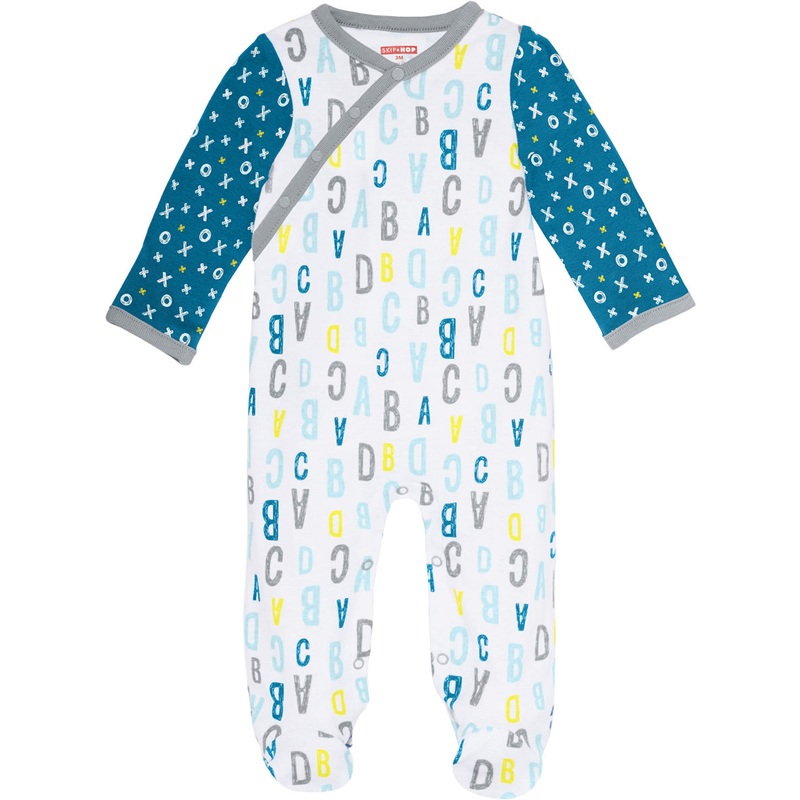 Skip Hop ABC-123 Side Snap Footie – Blue (Newborn)