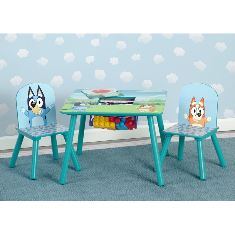 Bluey Kids Table and Chair Set with Storage (2 Chairs Included)