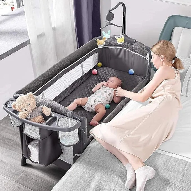 Baby Bassinet Bedside Crib – Grey
