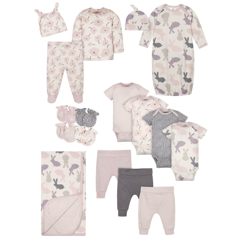 Gerber 17-Piece Baby Girls’ Bunny Gift Set