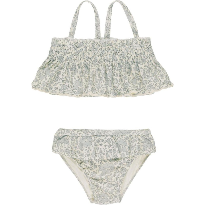 Quincy Mae Smocked Ruffle Bikini || Blue Blossom
