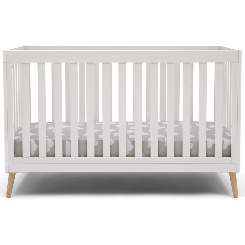 Delta Children Essex 4-in-1 Convertible Baby Crib, Bianca White with Natural