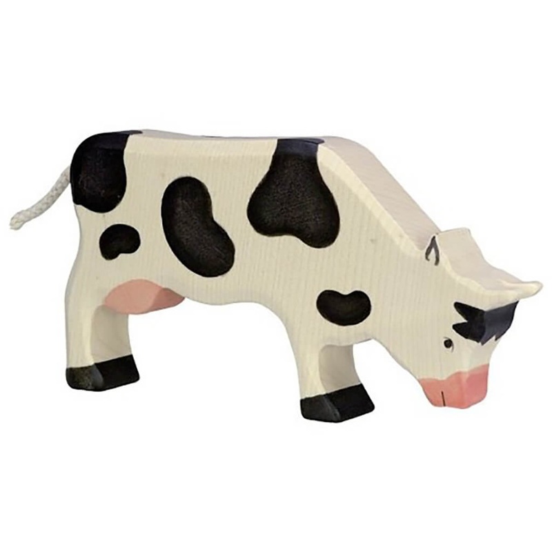 Holztiger Wooden Animal Cow Grazing Black