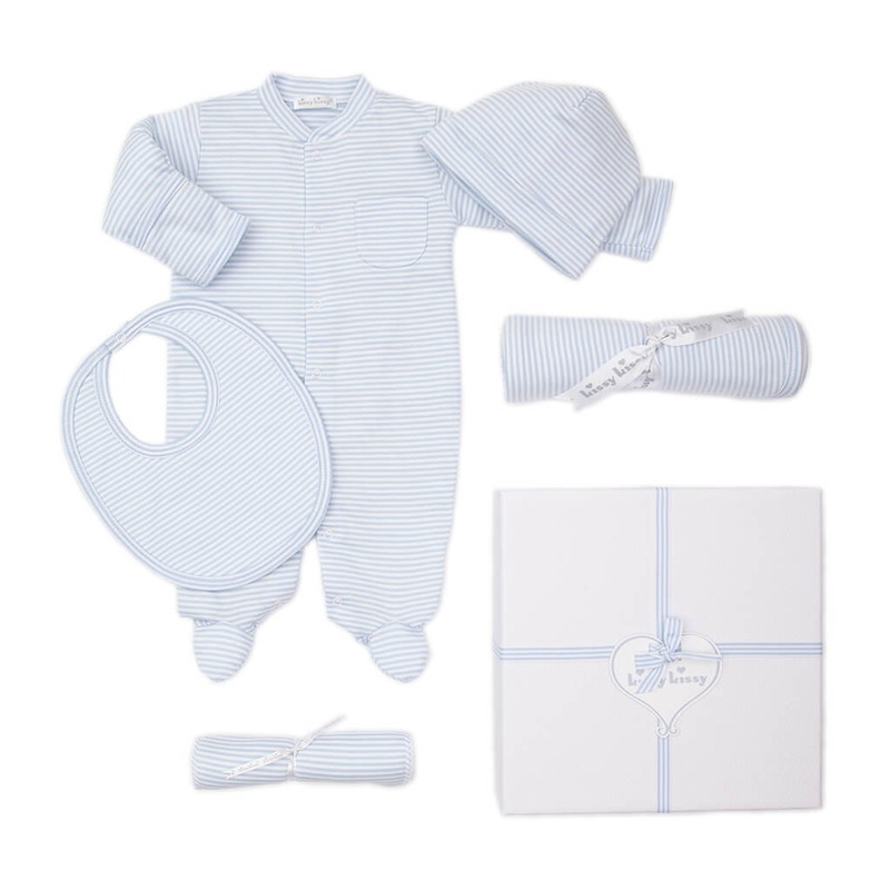 Kissy Kissy 5 Piece Gift Set Simple Stripes Light Blue