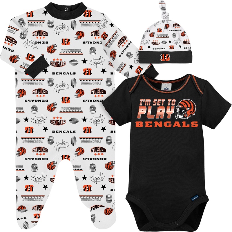 3-Piece Baby Boys Cincinnati Bengals Bodysuit, Sleep ‘N Play, & Cap Set