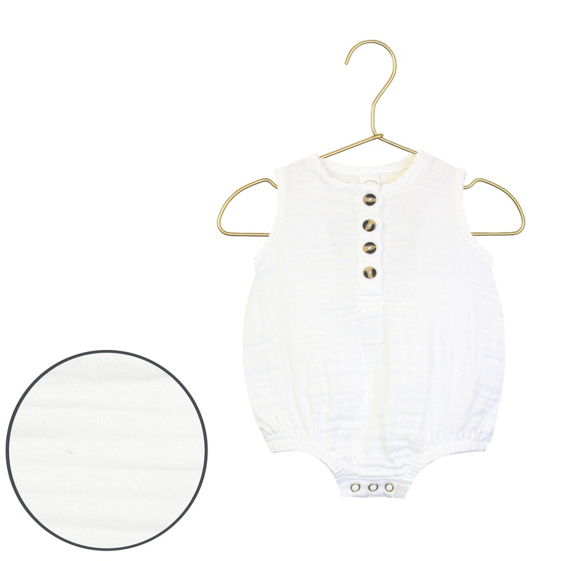 Cloud Muslin Bubble Romper – White
