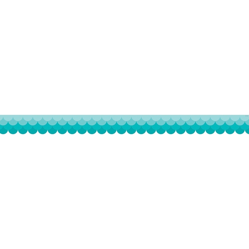 Ombre Turquoise Scallops Border