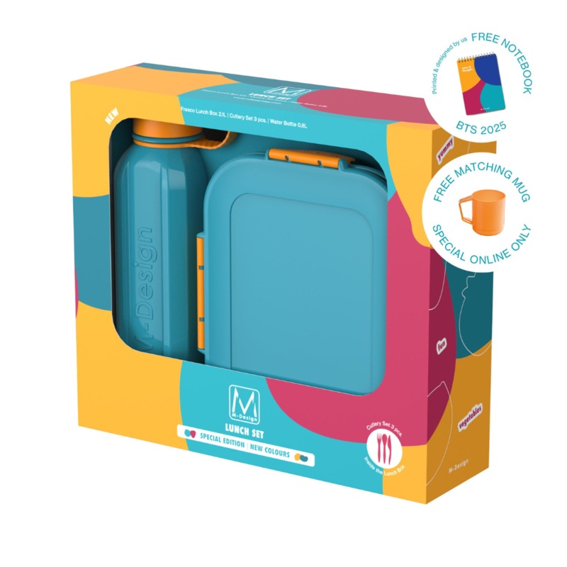M-Design Lunch Set – 2,100 ml Teal/Yellow