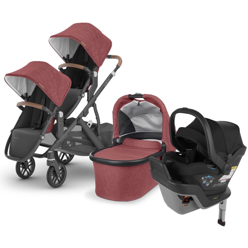 UPPAbaby VISTA V2 Double Stroller + MESA MAX Travel System Bundle with Rumble Seat V2+ – Lucy / Jake