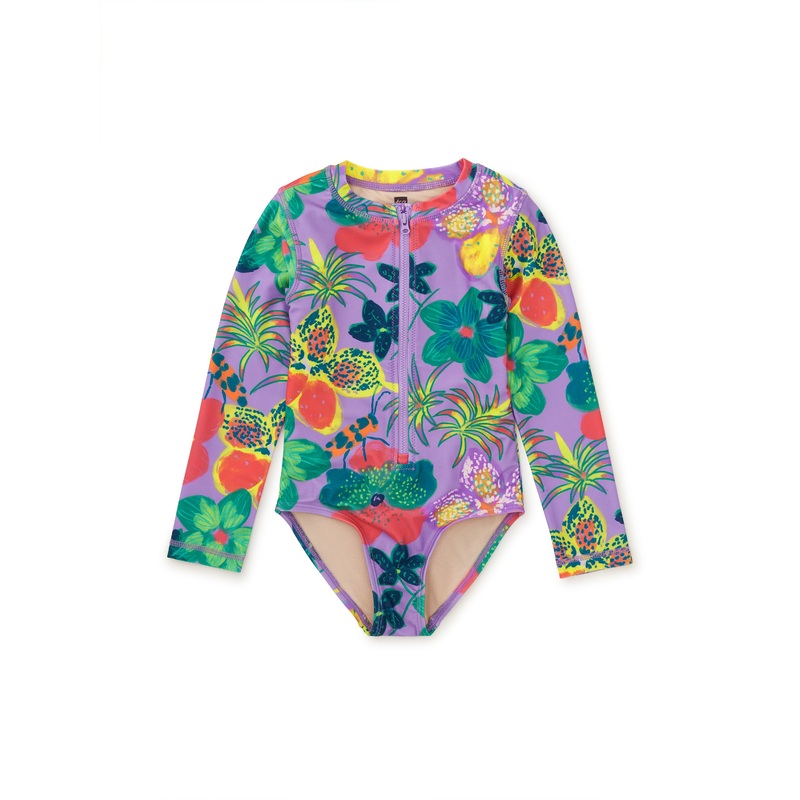Tea Collection Long Sleeve One-Piece Swimsuit – Hanging Flowers Of Malindi