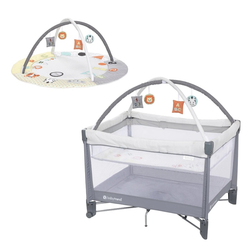 Play Suite 3-in-1 Quick-Fold Playard with Baby Gym – Quartz Stone