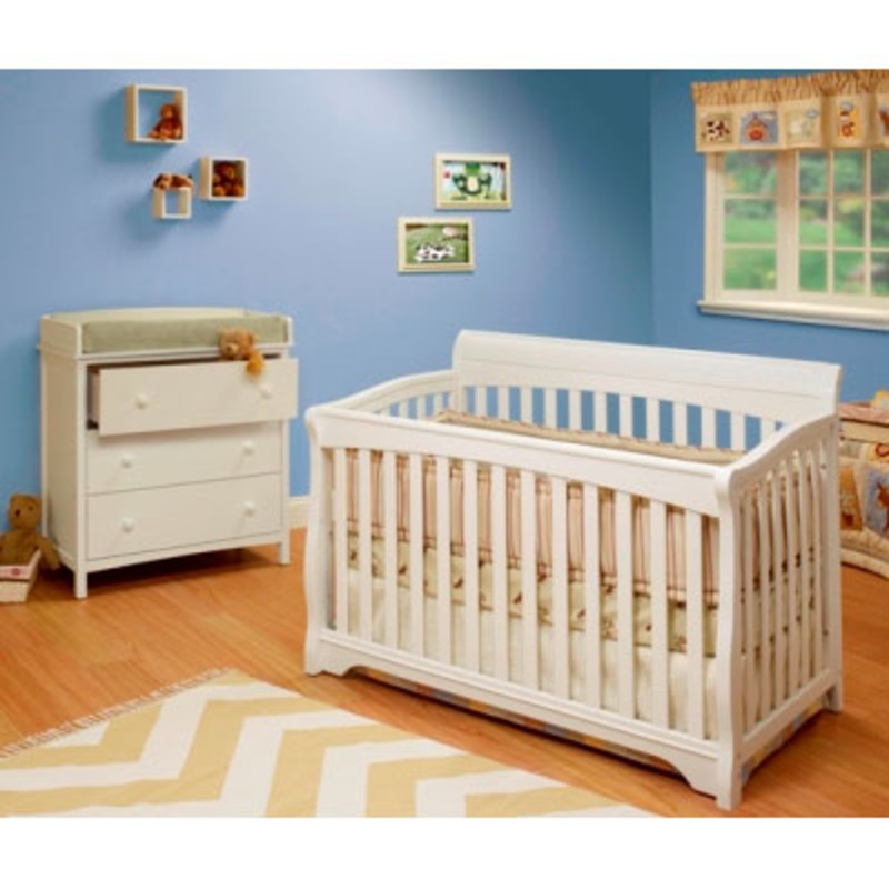 SB2 Florence 2 Piece Nursery Set in White – Crib & Simple 3 Drawer Dresser