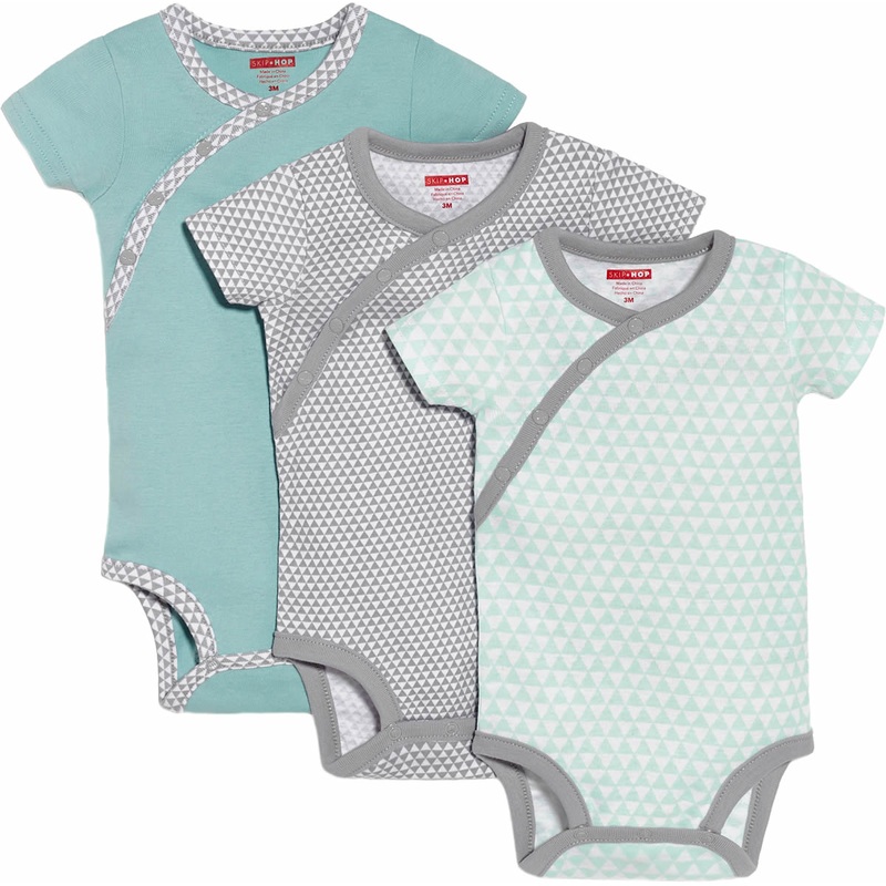 Skip Hop Petite Triangles 3-Pack Short Sleeve Bodysuits – Blue (9 Months)