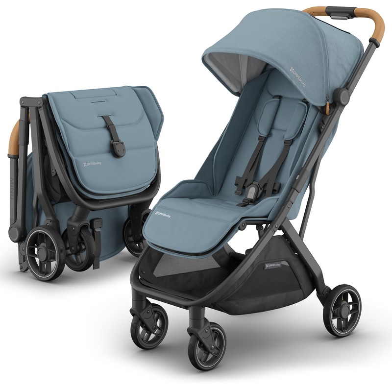 UPPAbaby OPEN BOX Minu V3 Compact Stroller – Dillan (Stone Blue / Carbon Frame / Sand Leather)