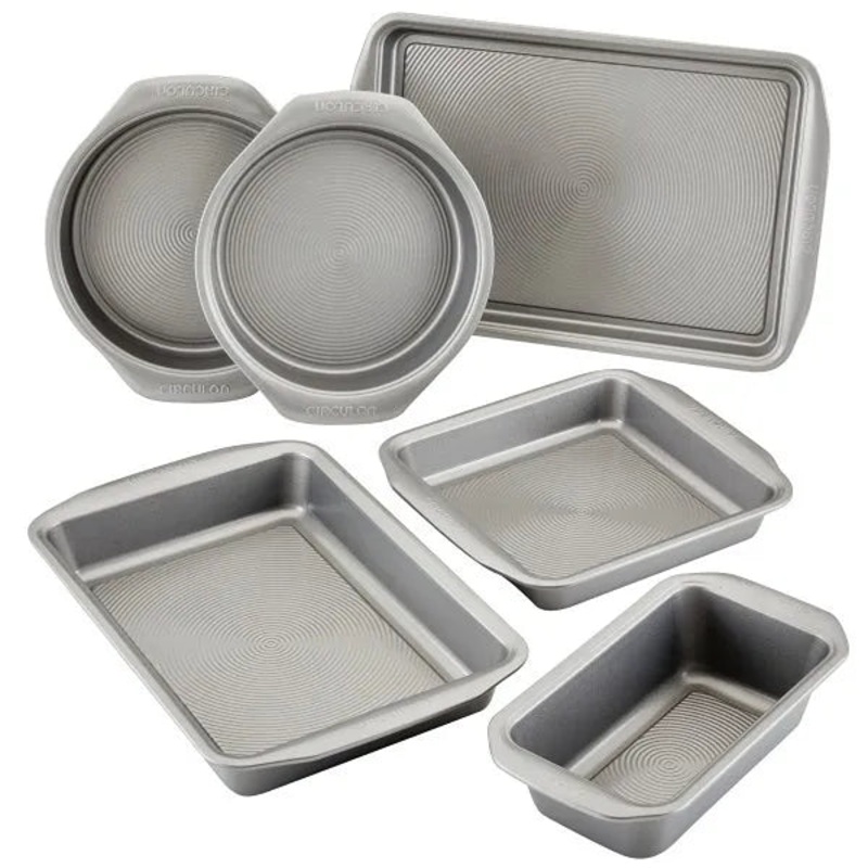 Bakeware Nonstick Cookie Sheet and Cake Pan Set, 6-Pieces – Gray