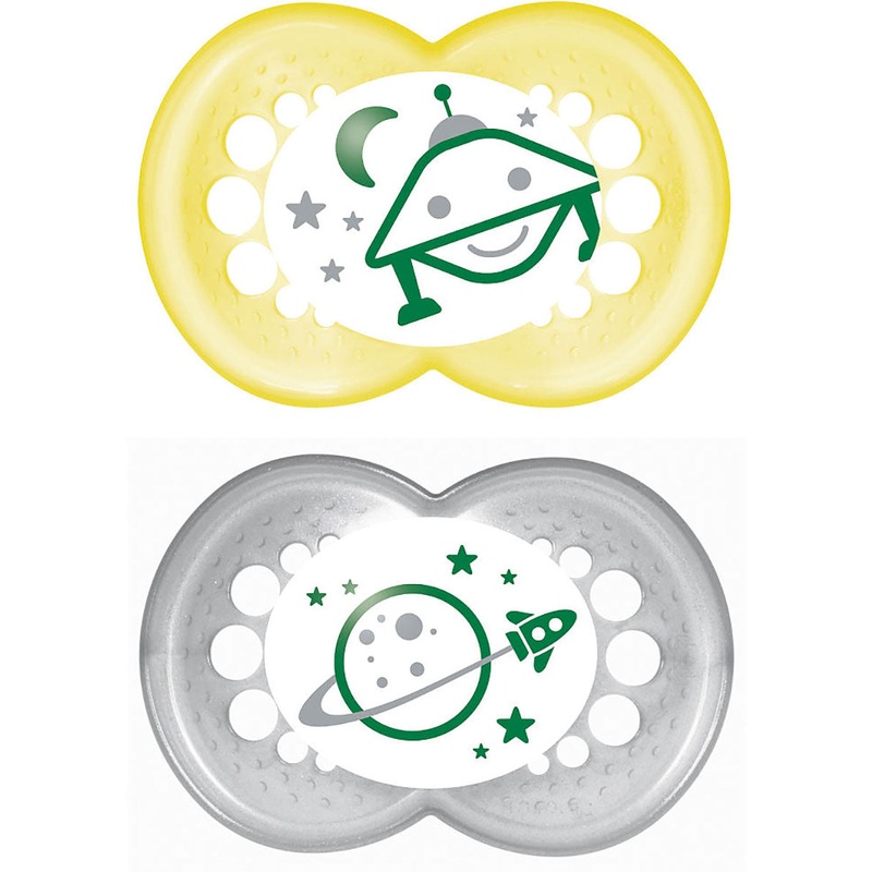 MAM Baby Night Glow in the Dark 6m+ Pacifiers 2 Pack – Neutral