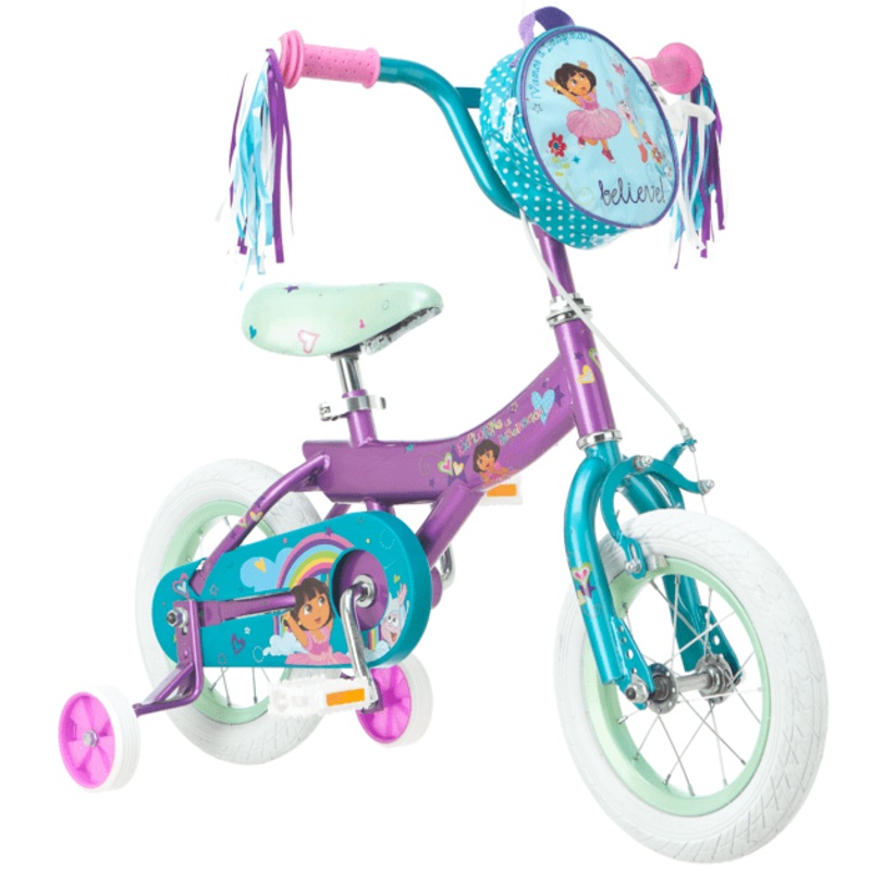 Pacific Cycle Dora 12″ Girl’s Bicycle Purple/Teal/Lime