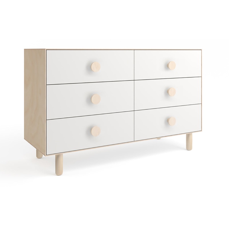 Oeuf 6 Drawer Dresser – Moss – White/Birch