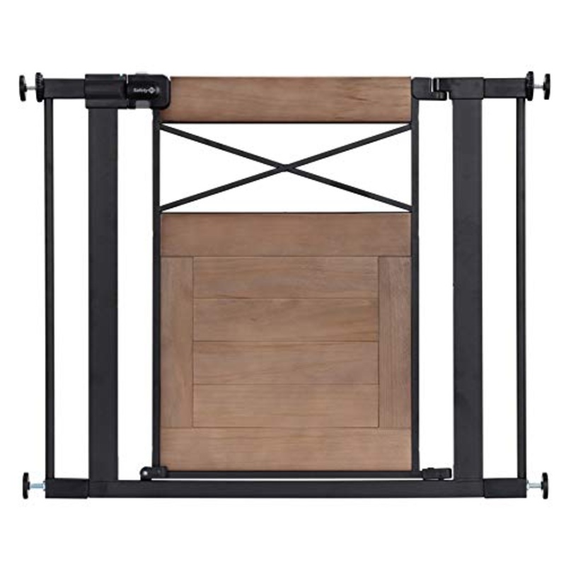 Safety 1st Easy Install Modern Farmhouse Gate, Rustic