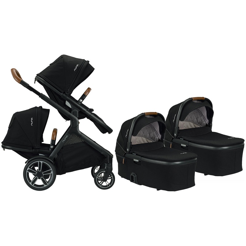 Nuna DEMI Grow Twin Stroller + Bassinet Bundle – Caviar