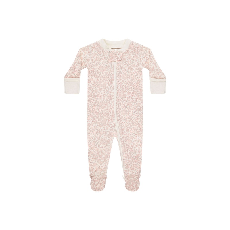 Quincy Mae Zip Long Sleeve Footie – Pink Blossom