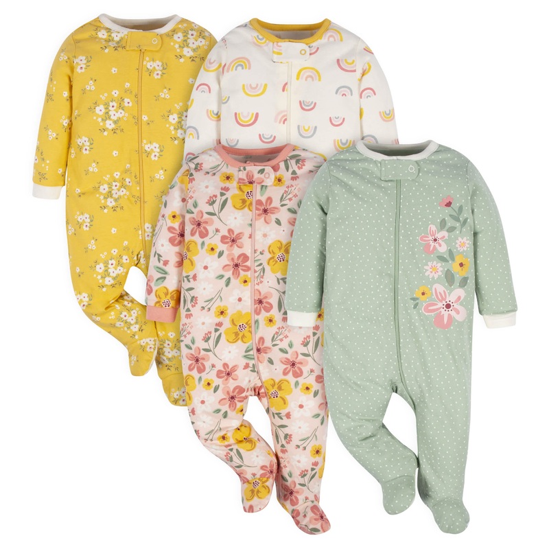 4-Pack Baby Girls Golden Floral Sleep ‘N Plays