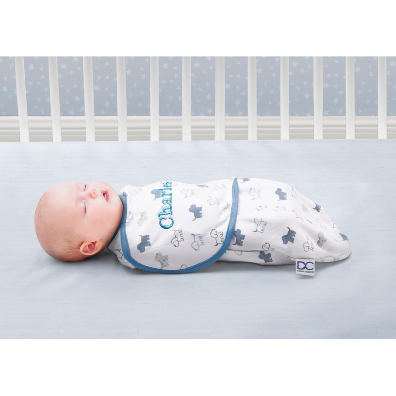 Personalized Little Lambs Adjustable Swaddle Wrap – 100% Cotton – Size Small/Medium, Fits Babies 0-3 Months/7-14 lbs.
