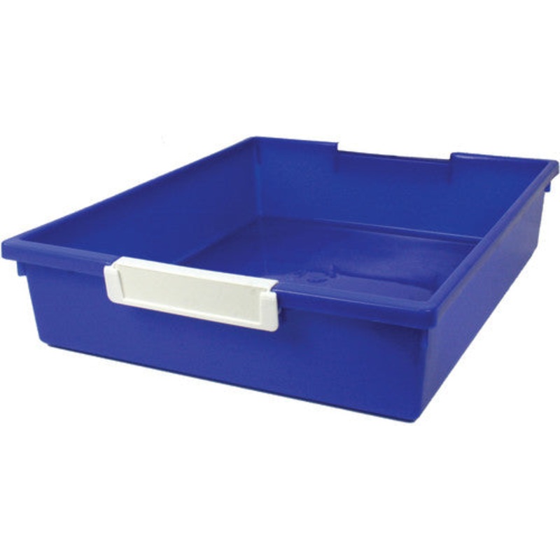 Tattle Tray with Label Holder, 6 Qt., Blue