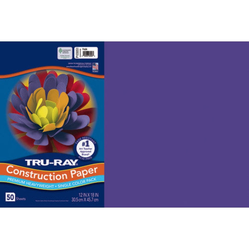Tru-Ray Fade-Resistant Construction Paper, 12″ x 18″, Purple