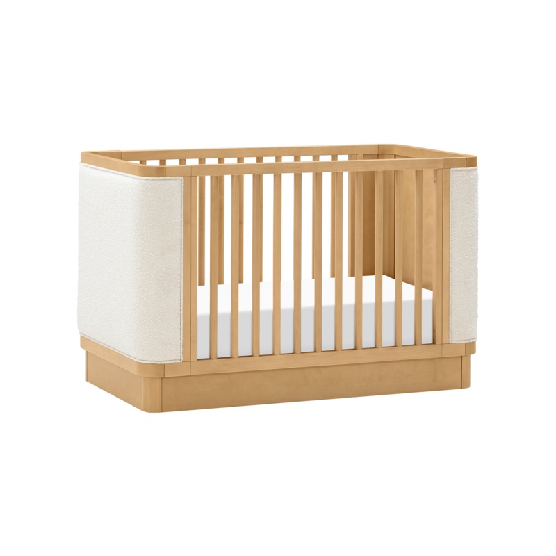 Bondi Boucle 4-in-1 Convertible Crib w/ Toddler Bed Kit In Honey With Ivory Boucle