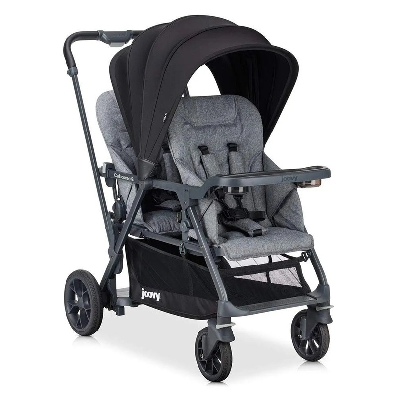Caboose S Too Double Stroller, Stand on Tandem-Grey Melange