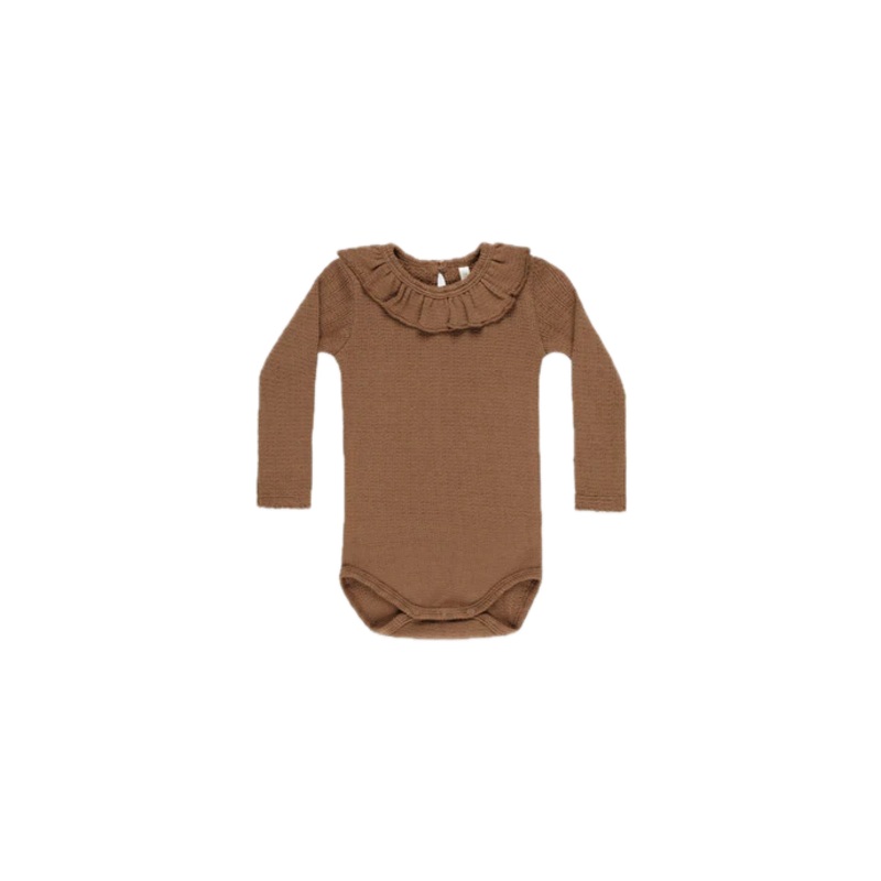 Rylee + Cru Ruffle Collar Bodysuit – Saddle