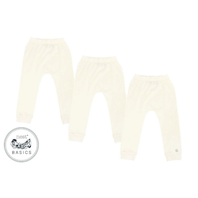 Basics Organic Cotton Ribbed Harem Leggings 3 Pack – White
