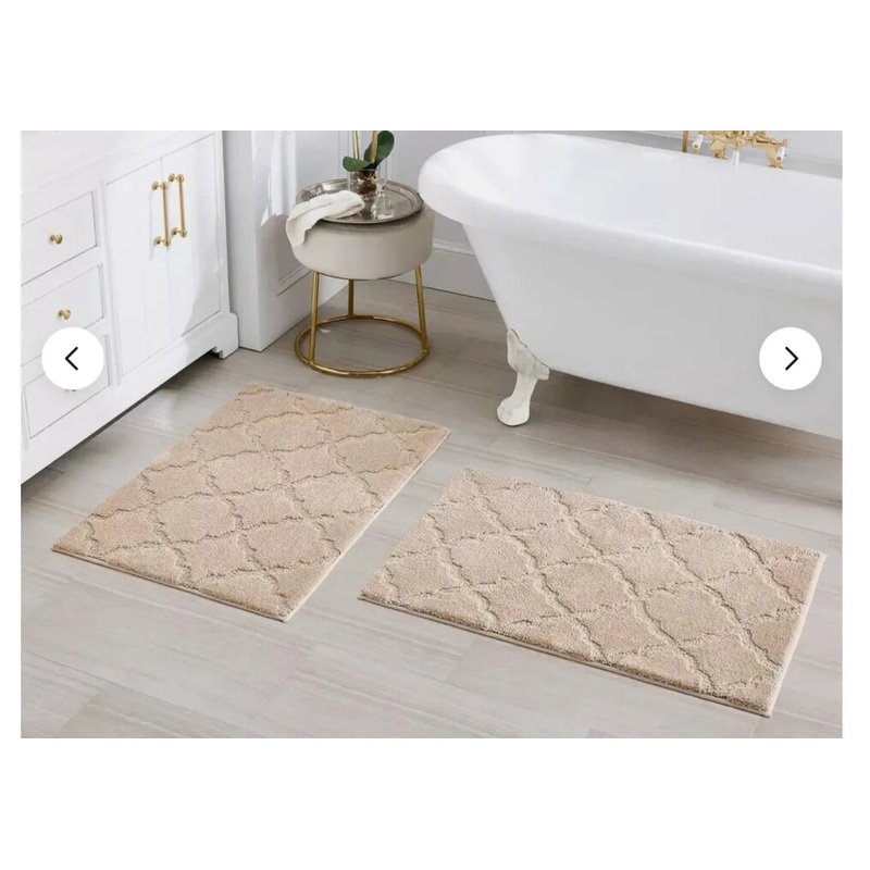 Charisma Drylon Trellis Bath Rugs – Set of 2 Tan 24 W x 36 L