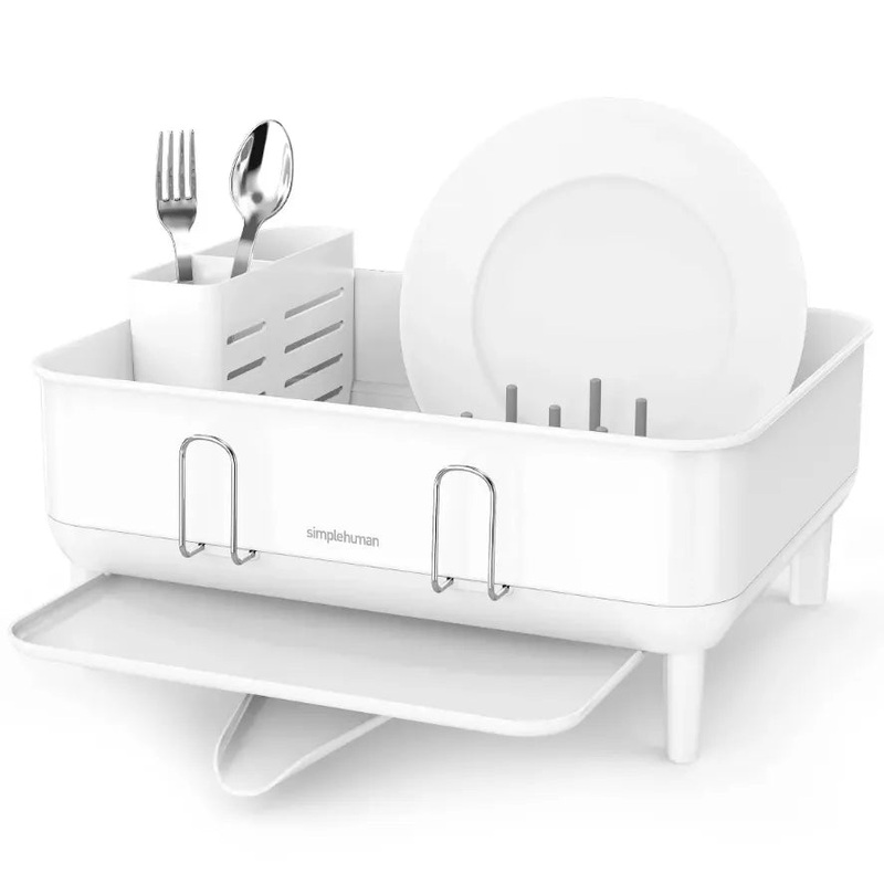 Simplehuman Steel Frame Dish Rack White and Stainless