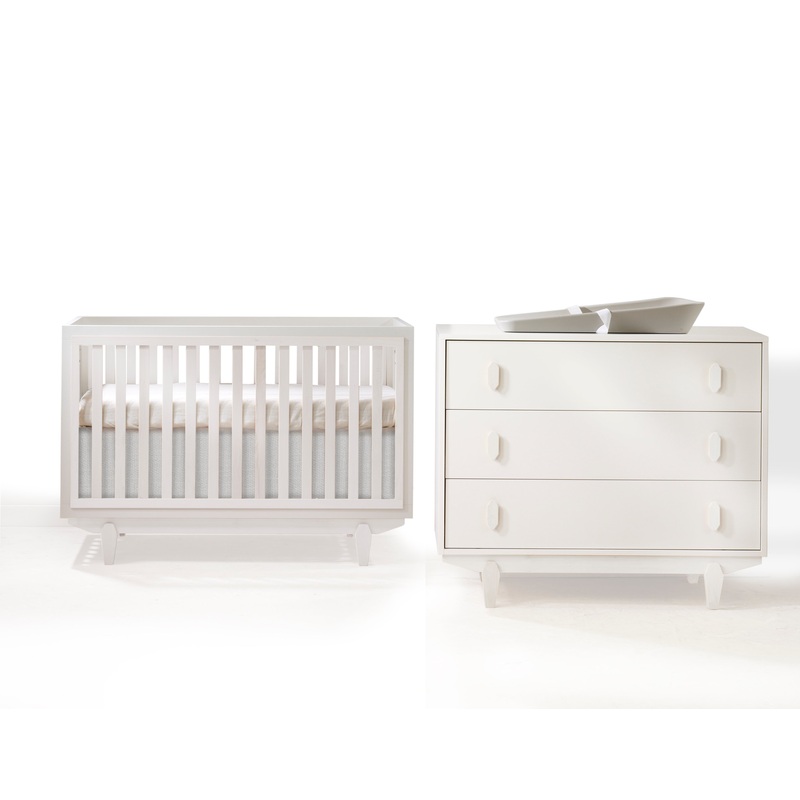 Tulip Juvenile Tate Classic Crib and 3 Drawer Dresser XL – White