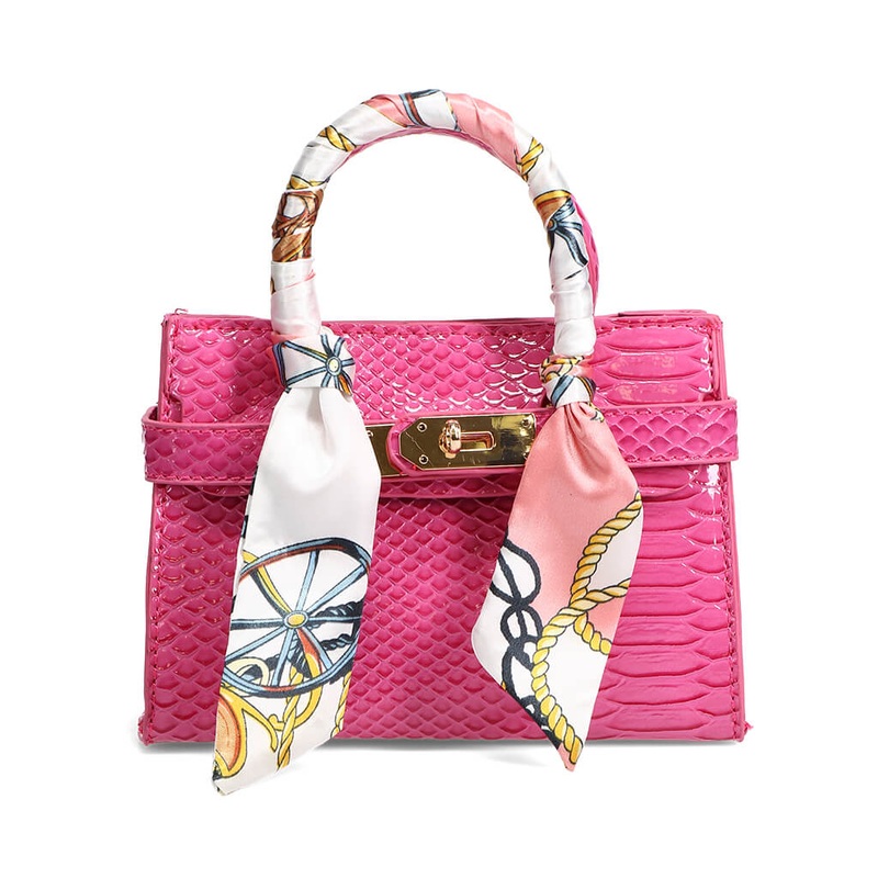 Crocodile Buckle Bag with Scarf