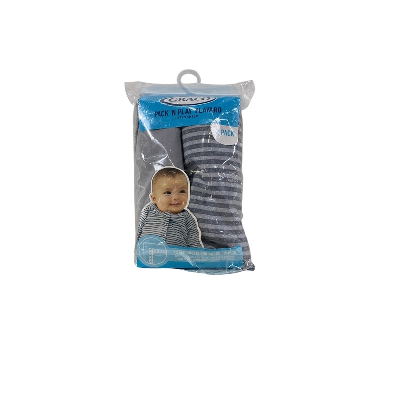 Graco Pack ‘n Play Fitted Sheet 2 Pack, Stripes/Gray