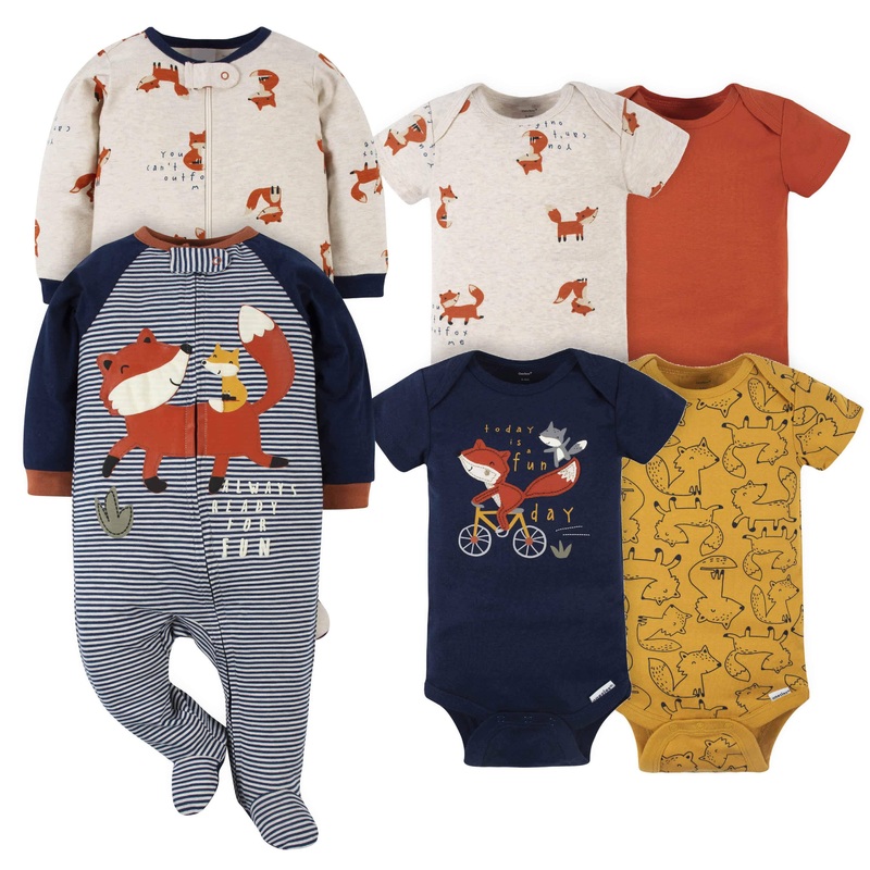 6-Piece Baby Boys Fox Onesies Bodysuit and Sleep ‘N Play Set