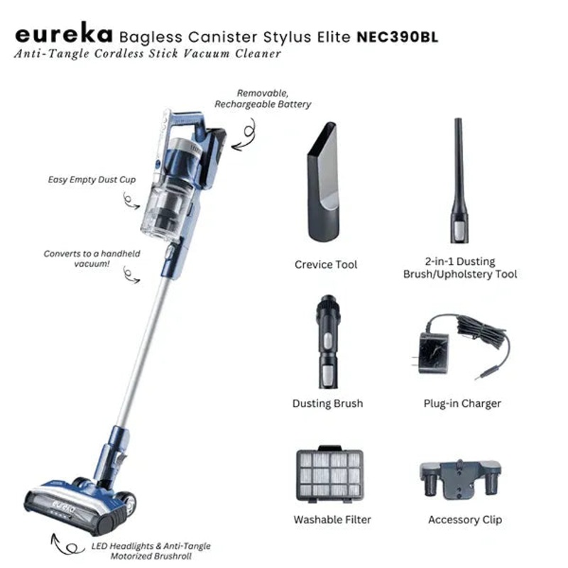 Stylus Elite Cordless Stick Vacuum with Self-Emptying Station NEC390BL