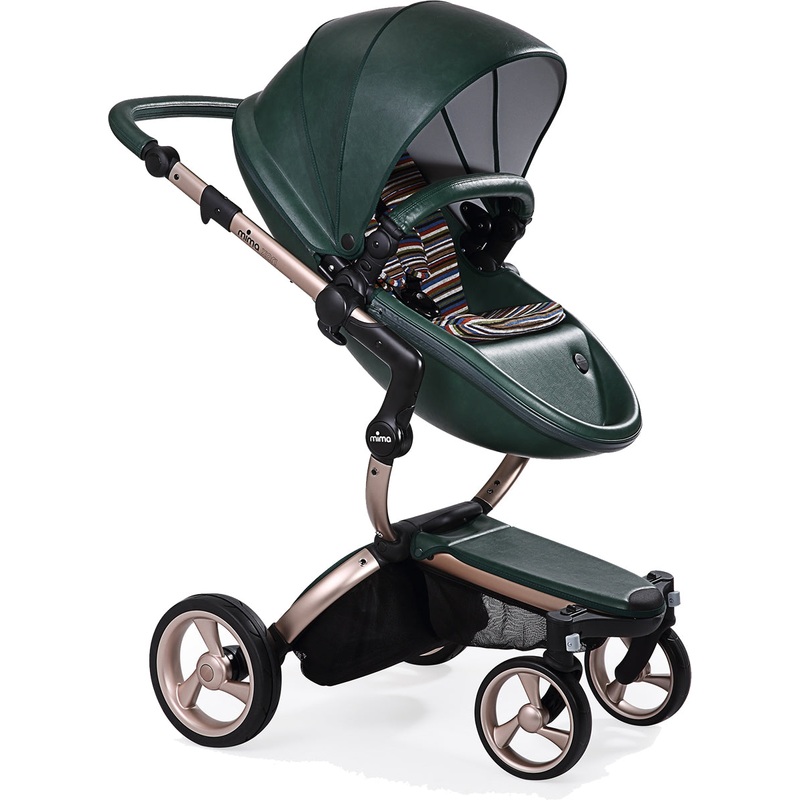 Mima 2019 Xari Complete Stroller, Rose Gold – British Green / Autumn Stripes