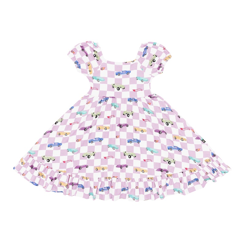 Puff Sleeve Twirl Dress in Sparkles and Speed
