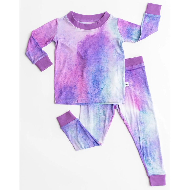 Little Sleepies Two-Piece Bamboo Viscose Pajama Set – Purple Watercolor, 18 – 24 months