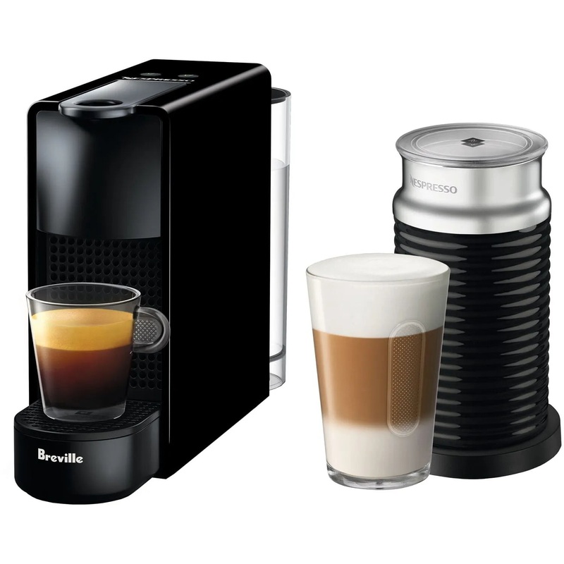 Breville New  Nespresso Essenza Mini Single-Serve Machine Aeroccino Milk Frothier, Black (See Description)