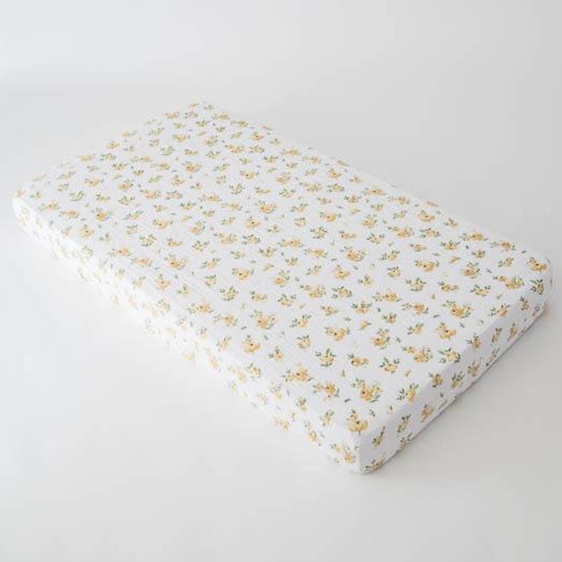 Little Unicorn Cotton Muslin Fitted Crib Sheet – Yellow Rose