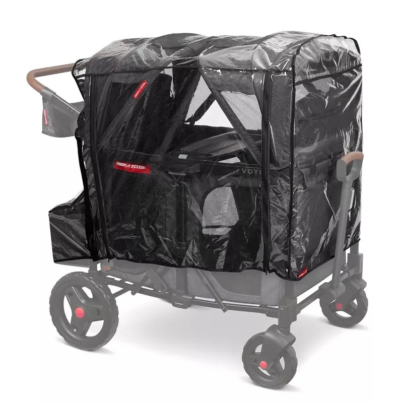 Rain Cover with Bag for Voya XT Quad Stroller Wagon – Clear/Black